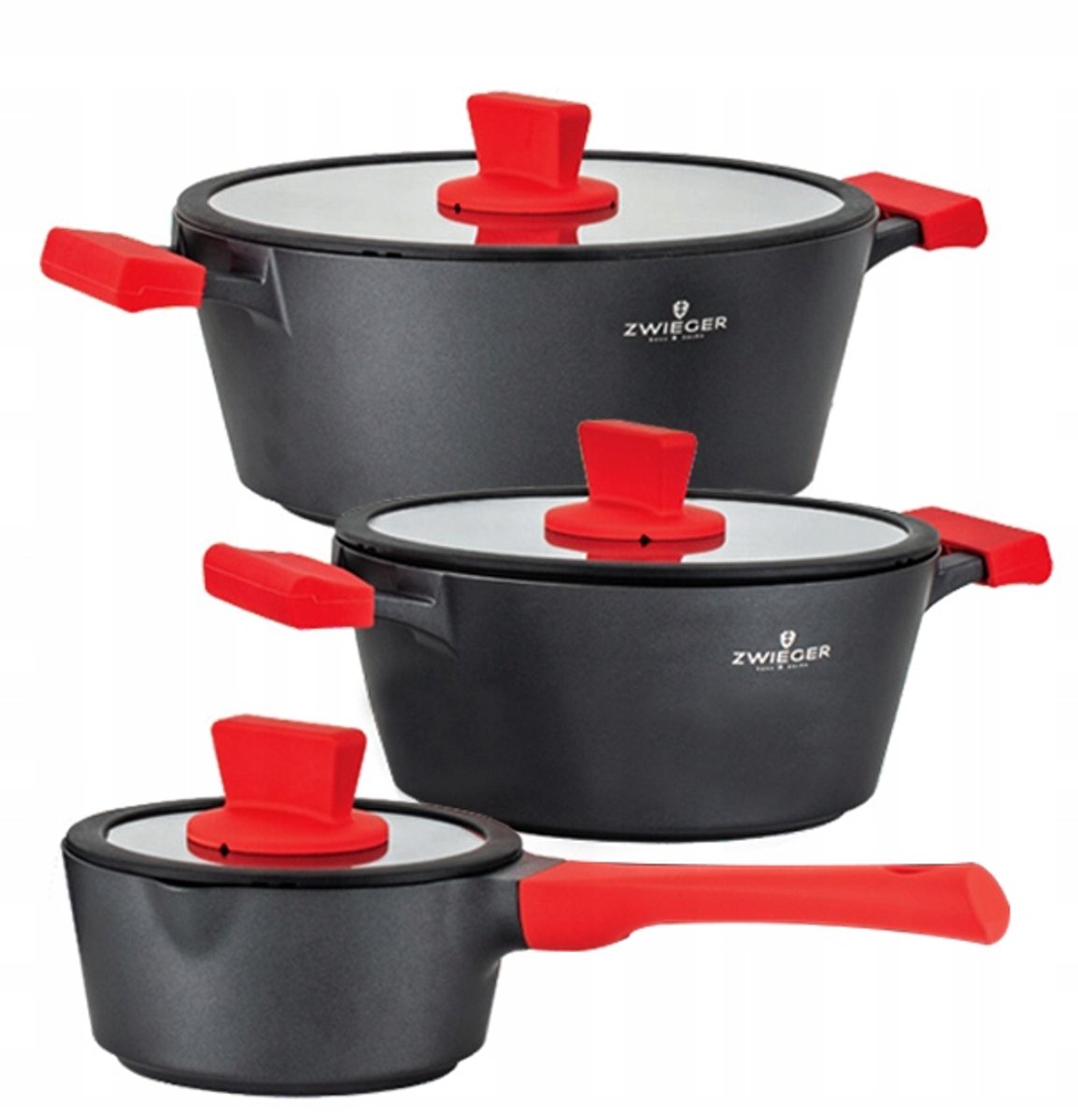 Zwieger Obsidian Pannenset 6 Delen met Greblon Coating - Inductie