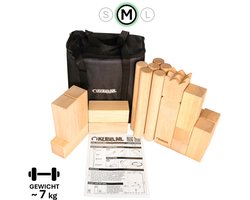 Kubb Family Spel Rubberhout - Compact & Lichtgewicht - Inclusief Stevige Draagtas & Handleiding - Fa