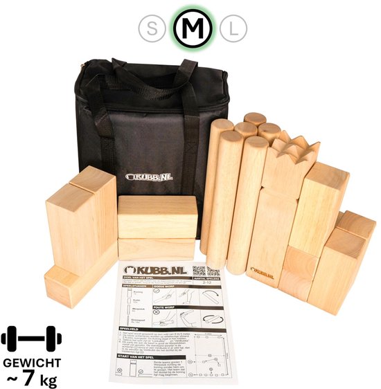 Kubb Family Spel Rubberhout - Compact & Lichtgewicht - Inclusief Stevige Draagtas & Handleiding - Familiespel voor Kinderen & Volwassenen - Zweeds zomerspel van Kubb.nl