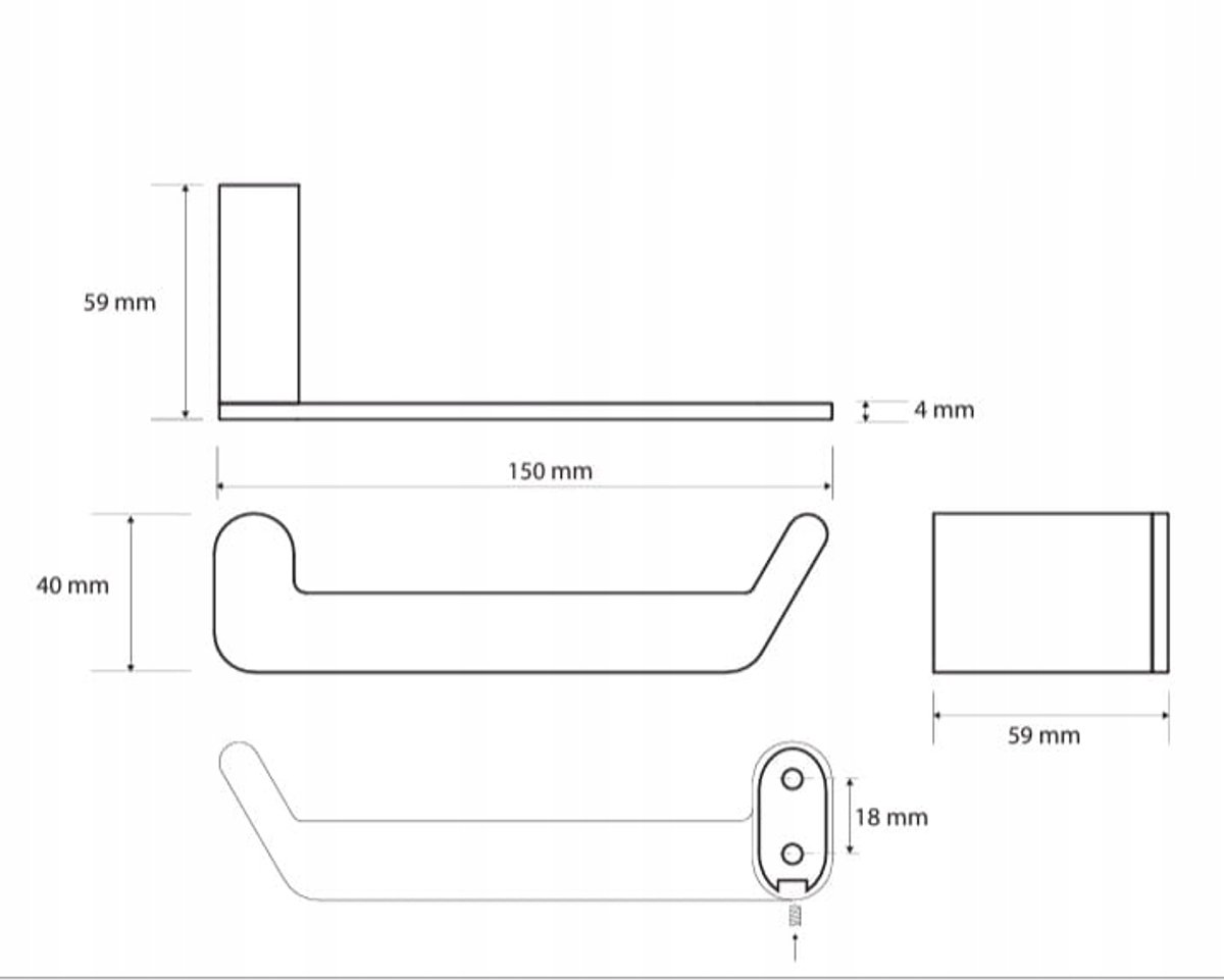 Bemeta Organic Zwart Toiletrolhouder - RVS Wandmontage