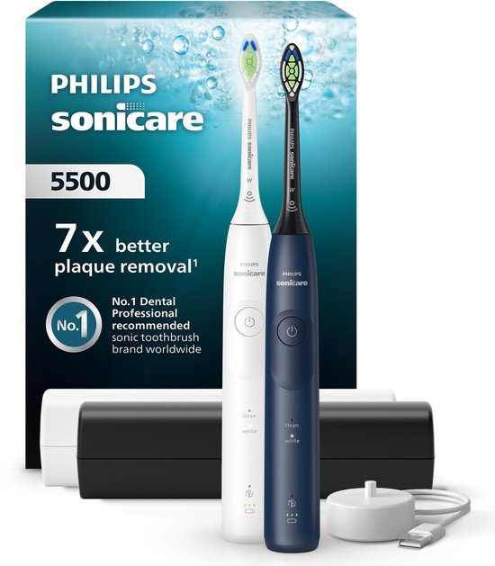 Philips Sonicare 5500 Elektrische Tandenborstel Wit & Blauw - Philips - €134,99
