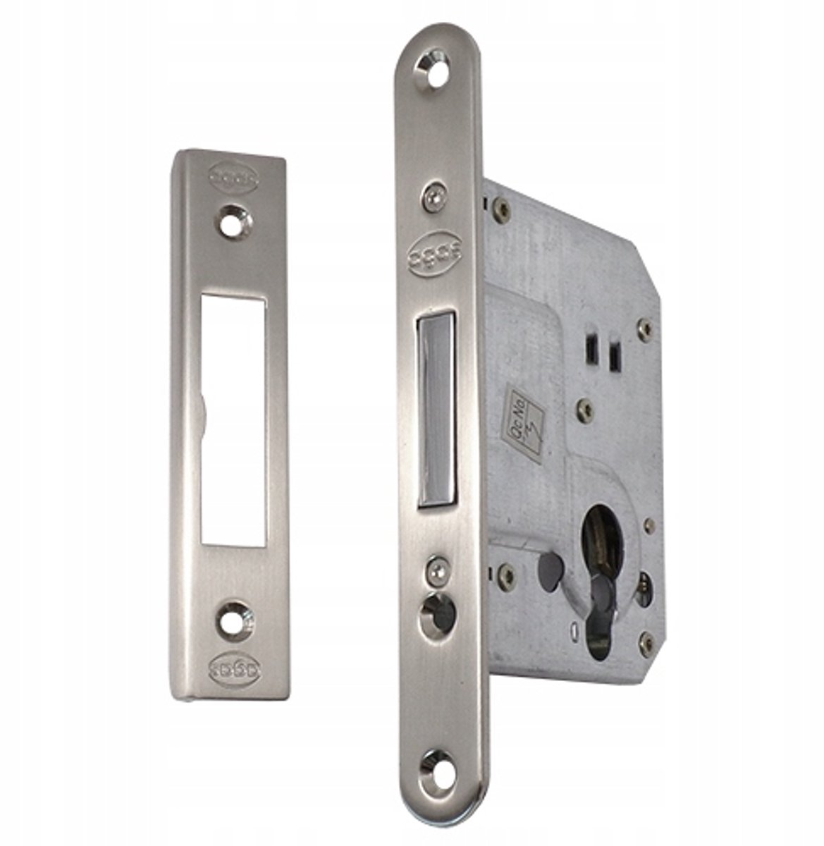 Inbouwsleuf met cilindergat, 160x50x20mm, mat nikkel
