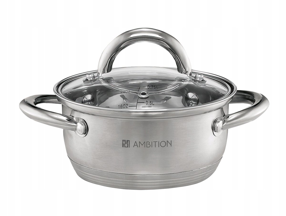 Ambition Solar Kookpan 16cm 1,9L RVS met Glazen Afdekking