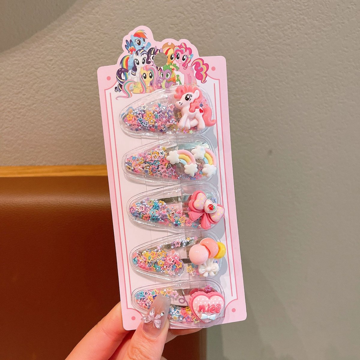Glitter Transparant Haarspeldjes set ( Waterdruppel ) - 5 stuks - Eenhoorn - 5.5cm*3cm - snap haarklemmen - kinderhaarklemmen - meisjes