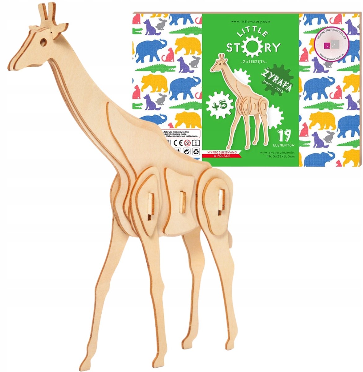 Houten 3D Puzzel Giraf - Little Story - Educatief Speelgoed