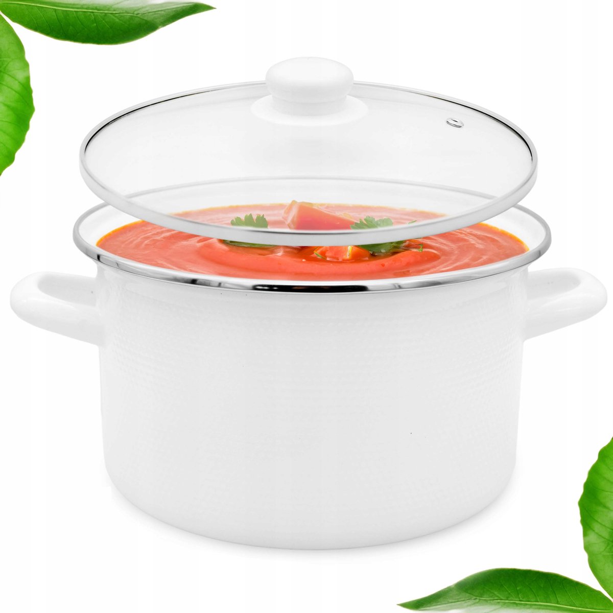 Emalieren Pan 4L, 20cm, met Deksel - Traditioneel & Veilig