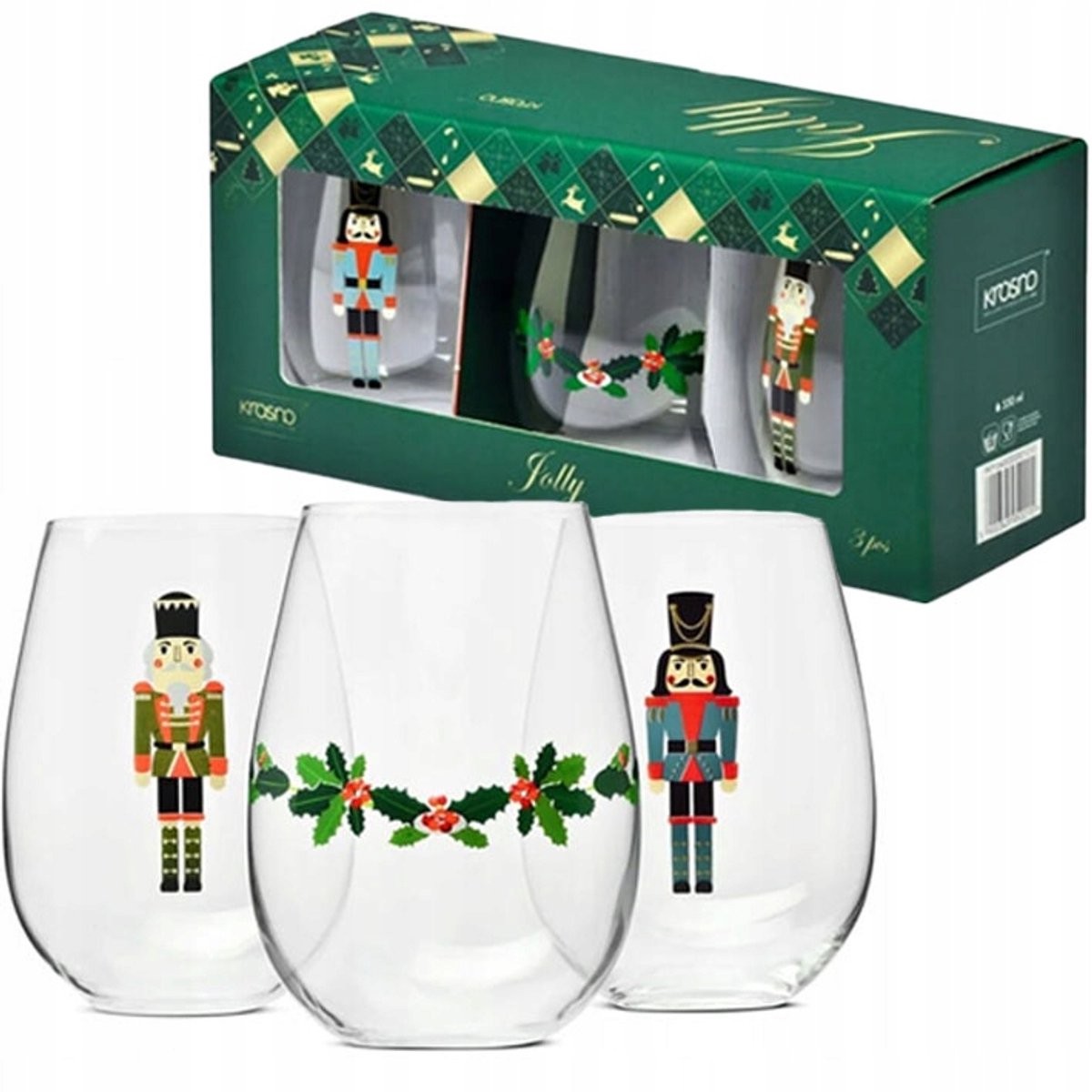 Krosno Kerstglazen JOLLY 3 stuks - 500 ml - Feestelijk Cadeau