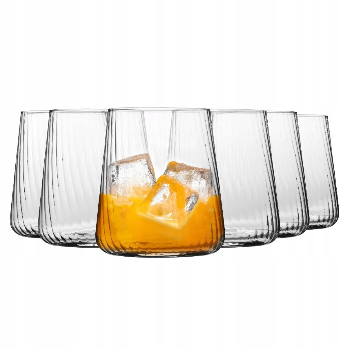 LUMI Avant-Garde Glazen 430ml - 6 Stuks - Geribbeld - Water, Sap, Drankjes
