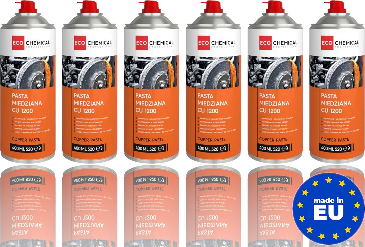 Kopervet Spray 6 Bussen - Montagepasta Garage Werkplaats - Anti-Seize Koperpasta 6x400ml - Remmen Uitlaat