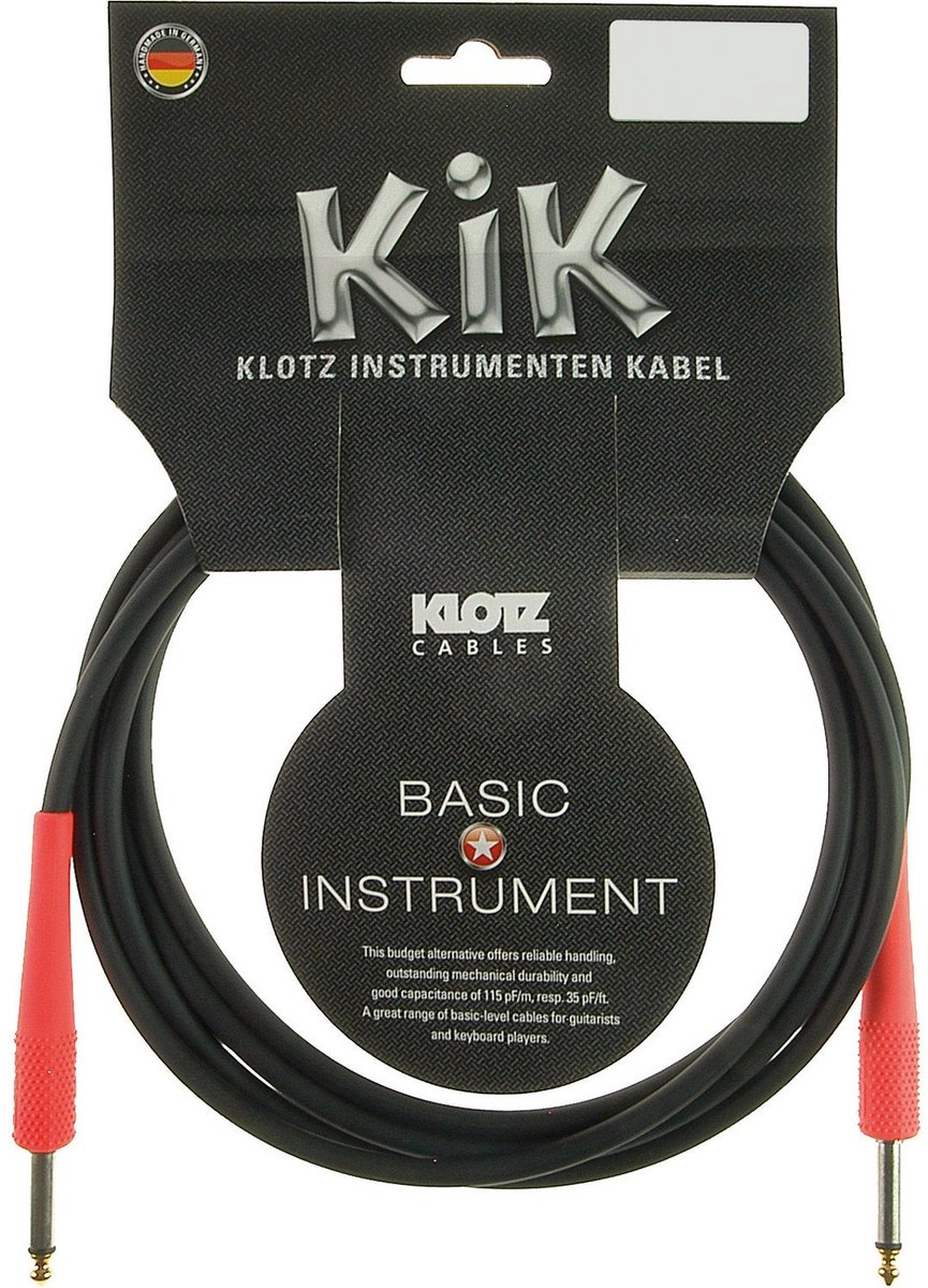 Klotz KIKC4.5PP3 jack 2p - jack 2p 4.5 meter instrumentenkabel