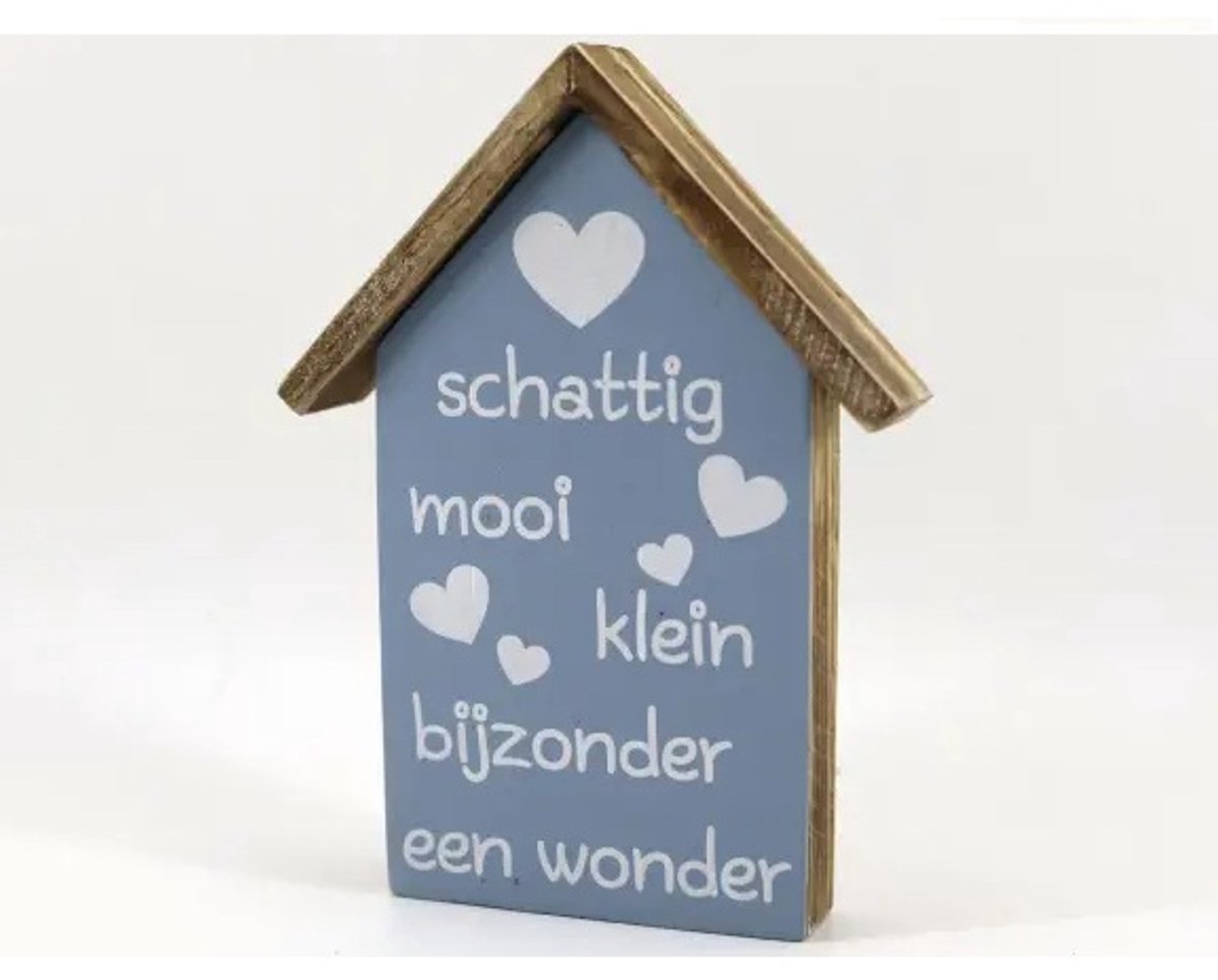 Babykamer Accessoire - Huisje - 22x16 cm - Kraamcadeau - Baby - Jongen