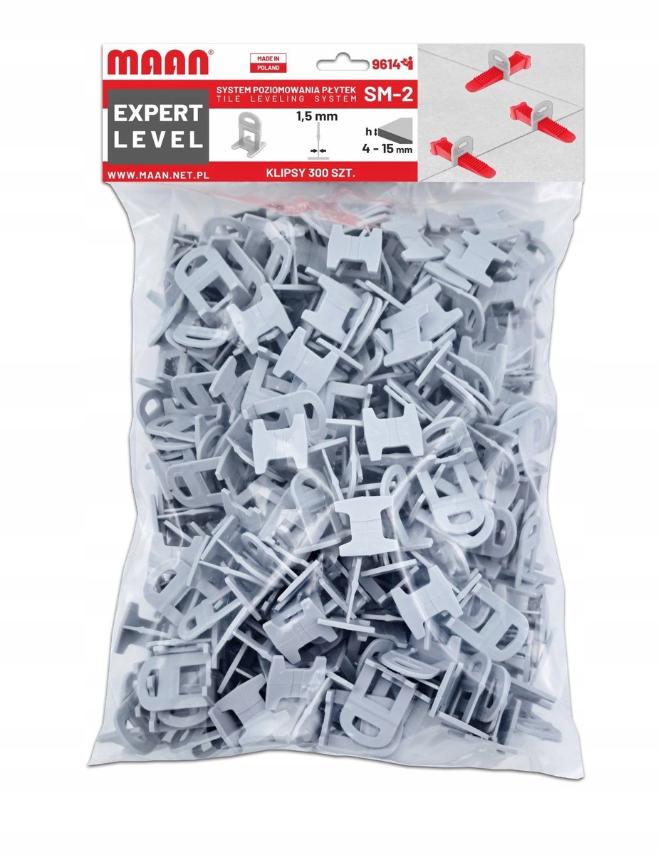 Tegelnivelleringsclips 1,5 mm voeg 4-15 mm 300 st