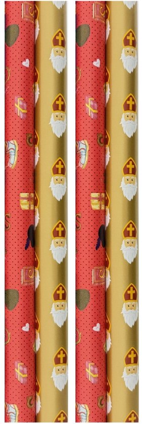 Papier cadeau Saint-Nicolas - 300 x 100 cm - 4 rouleaux