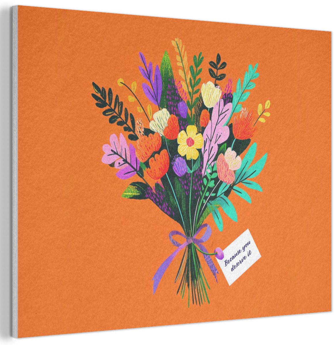 Akoestisch wandpaneel 70x50 cm - Vilt schilderij Kaartje - Boeket - Bloemen - Akoestische panelen - Geluidsdempende wanddecoratie - Geluidsisolatie woonkamer - Muurdecoratie geluidspanelen - Moederdag cadeautje - Cadeau voor mama