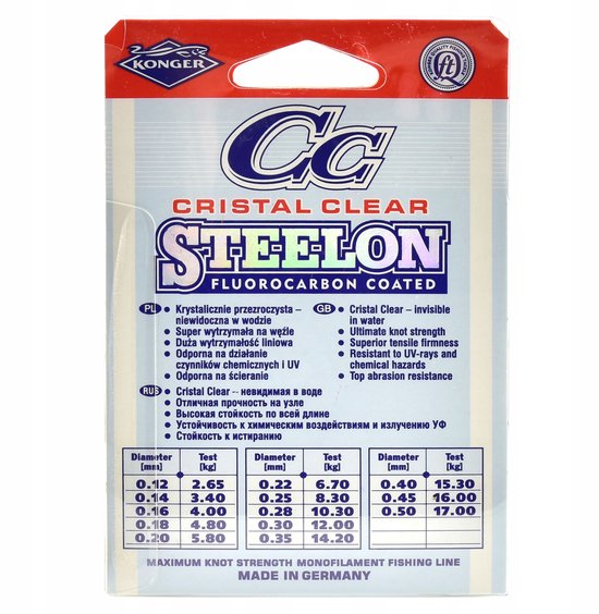 Konger Steelon Cristal Clear Fluorocarbon Coating Vislijn 0.25mm 100m van Merkloos — afbeelding 5