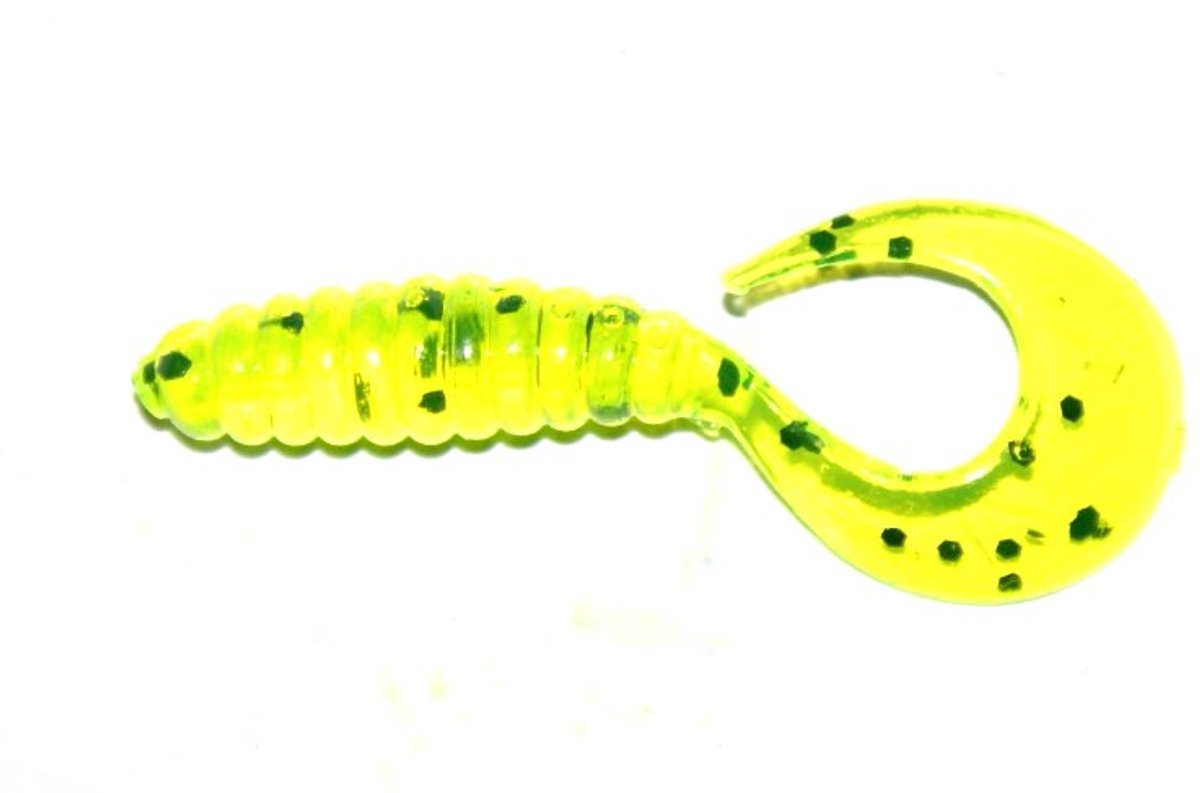 Mann's Twister 40mm - 2 stuks, transparant geel met zwarte glitters