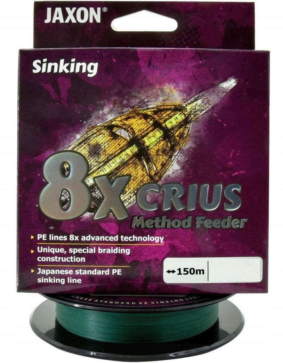Jaxon Crius 8X Method Feeder Zinklijn 150m 0,10mm 7kg Donkergroen