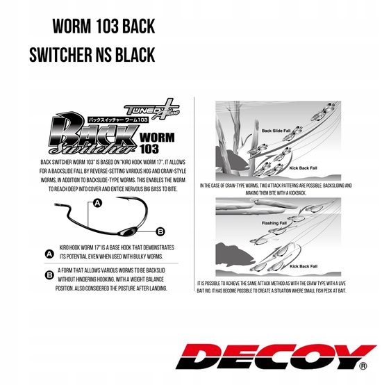 Decoy Worm 103 Back Switcher Offset Haak #2/0 (5 stuks) van Decoy — afbeelding 3