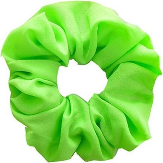 Satijnen scrunchie/haarwokkel, neon groen
