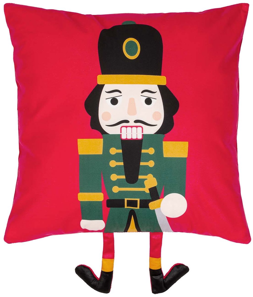 Feestelijke Kussensloop Kerst 45x45cm Notenkraker Rood Velours