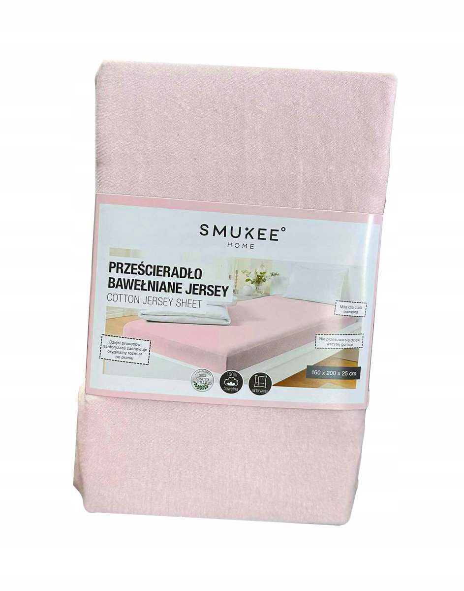 Smukee Jersey Katoenen Hoeslaken Roze 160x200x25 cm
