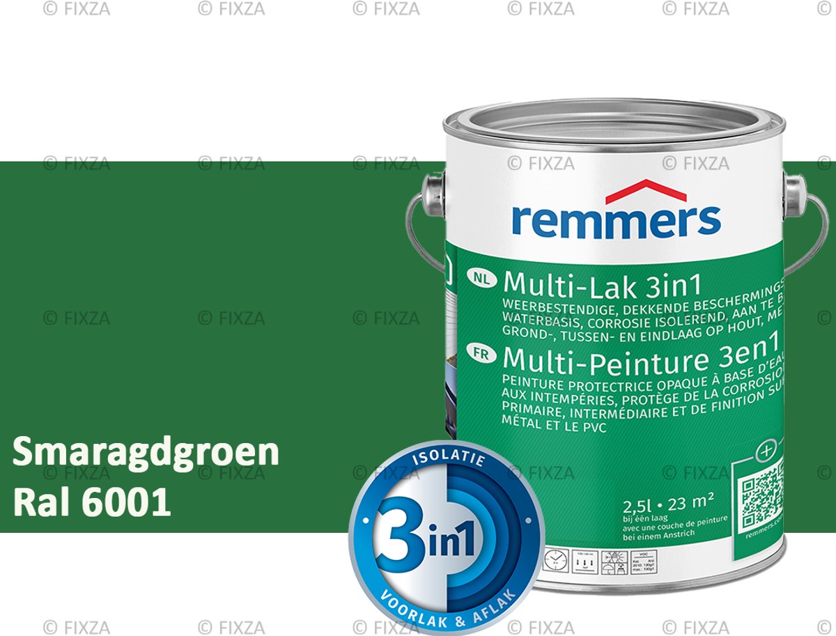 Remmers Multi-Lak 3in1 Smaragdgroen – 2,5 Liter - lakverf voor Hout, Metaal en Kunststof