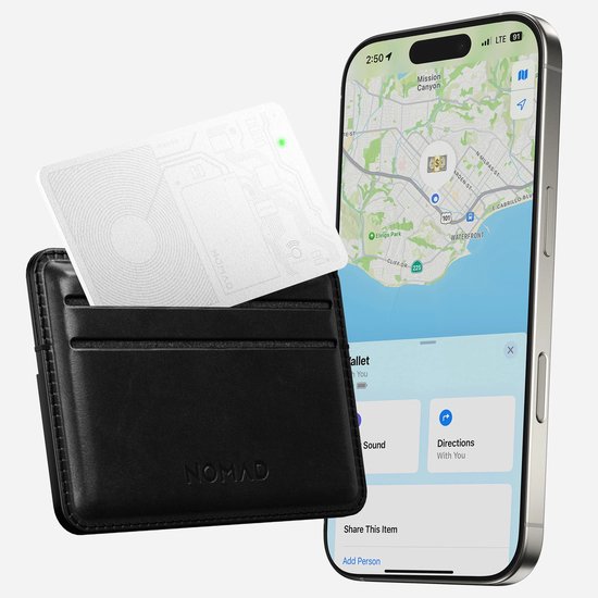 Nomad Find My Tracking card air – Naadloze Integratie met Apple's Find My App – Lange Batterijduur tot 5 Maanden – Dun en Compact Ontwerp voor Maximale Draagbaarheid - Wit