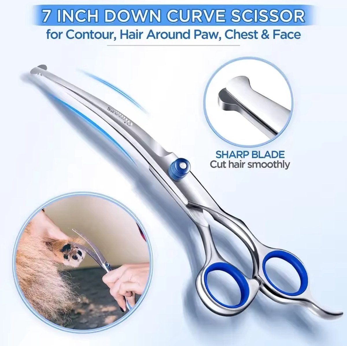 Actie4you® - RVS - Trimschaar - voor honden en katten - 17 cm – Schaar voor huisdier - Rechtshandig - Ergonomisch krom naar beneden