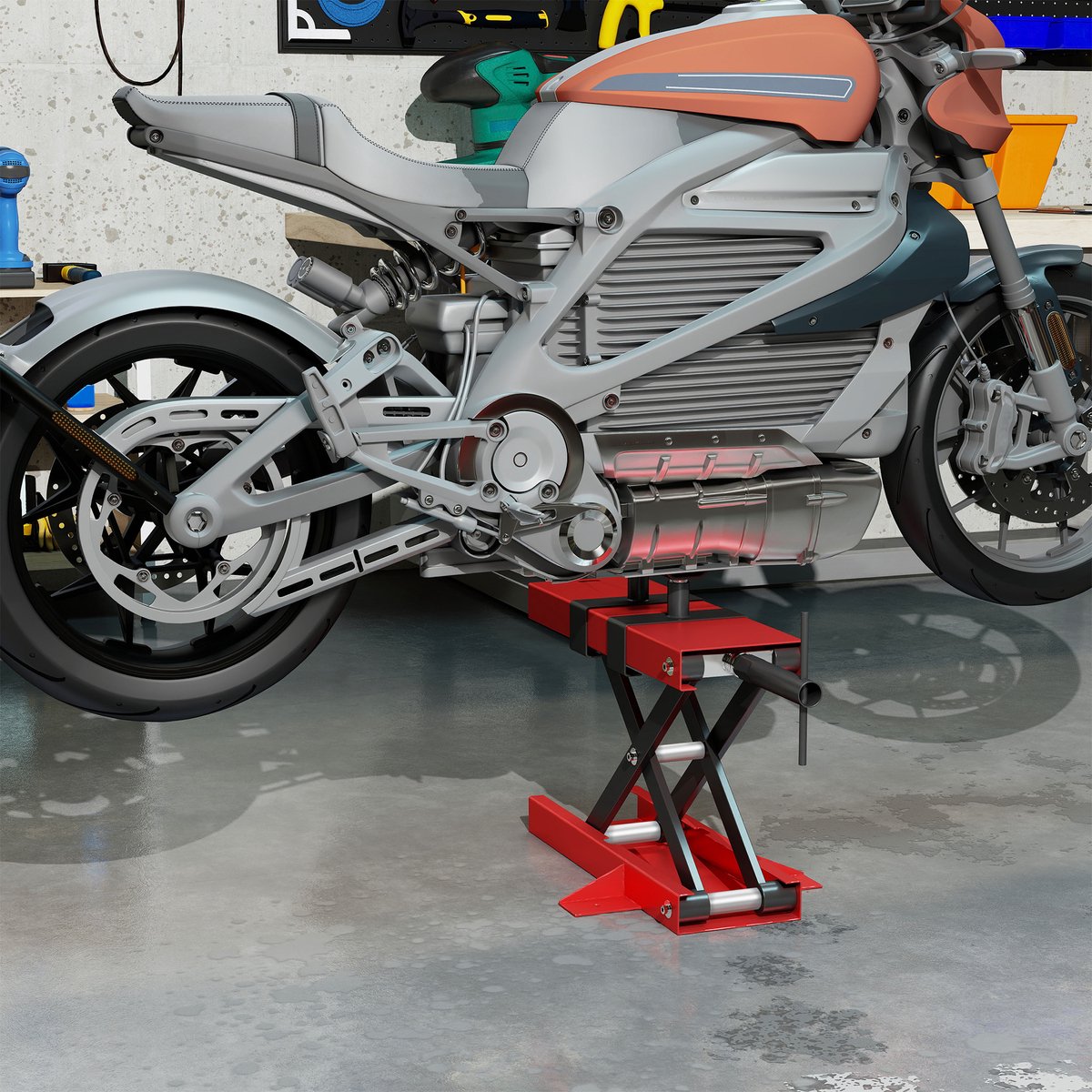 Aufun Motorhefplatform Motorkrik Hefplatform Motorhefplatform voor Motorkrik, Montagestandaard Motorstandaard Reparatie tot 500 kg