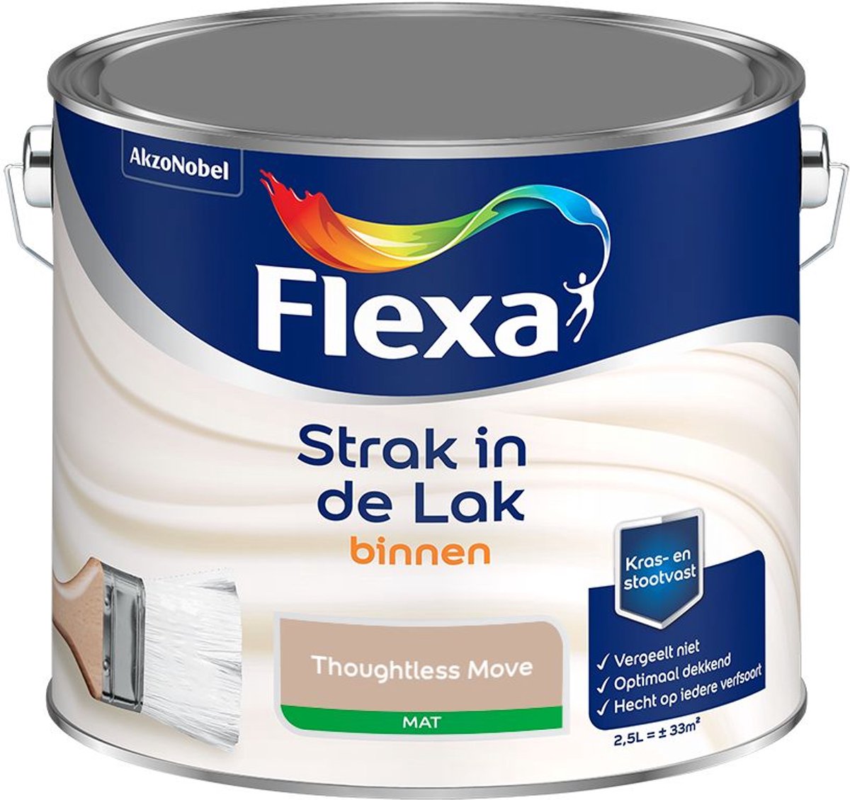 Flexa - Strak in de Lak Binnenlak Mat - Thoughtless Move - Kleur van het jaar 2026 - Mengverf - 2.5 L