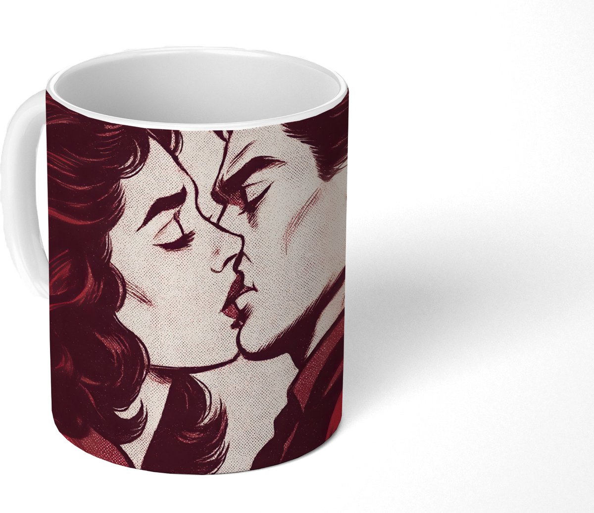 Mok - Koffiemok - Kussen - Personen - Retro - Bordeaux - Mokken - 350 ML - Beker - Koffiemokken - Theemok