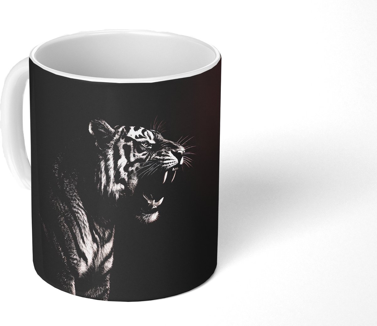 Mok - Koffiemok - Tijger - Brult - Bordeaux - Mokken - 350 ML - Beker - Koffiemokken - Theemok