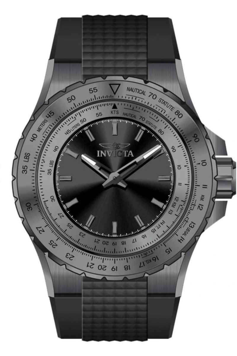 Invicta Aviator 49661 Heren Horloge - Waterdicht - Analoog - Quartz Uurwerk - Roestvrij Staal met zwarte Wijzerplaat - 50mm