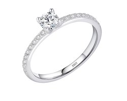 foto van Aurélia Dames Ring – 0.3 karaat 4.0 mm D Kleur Moissanite (Vierkant) – 925 Sterling Zilver Lab Diamant – Elegant Statement Sieraad – Ringmaat 7 (US) / 54 (EU) – 17,3 mm