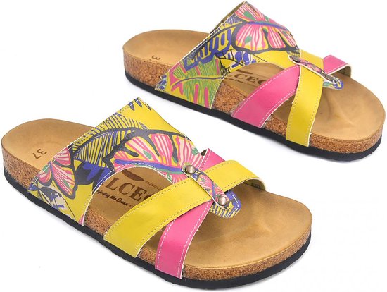 GOBY - Feuille - Slippers - Sandales pour femmes - Haute qualité - Fait main - Taille 38