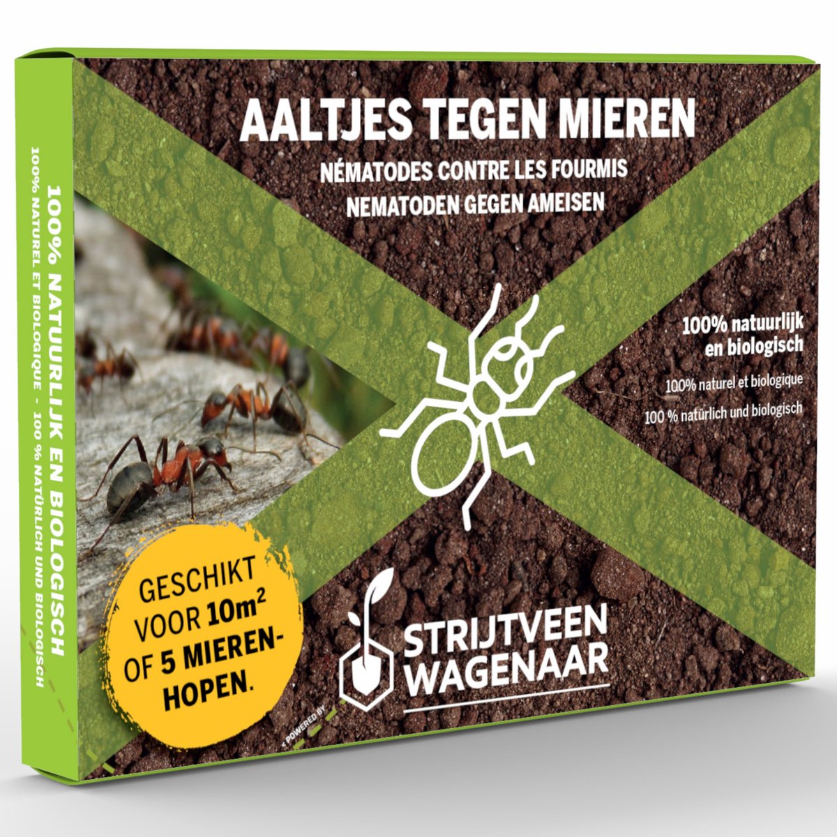 Aaltjes tegen Mieren 10m² - Steinernema Feltiae - Biologische bodeminsecten - Tot 5 mierennesten bestrijden - Aaltjes tegen mieren - Afweermiddelen - Mierenpoeder buiten - Alternatief mierenlokdoos