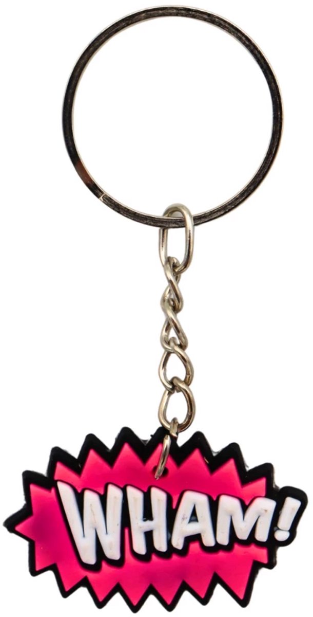 Sleutelhanger WHAM! Stripballon – Stoere Cartoon Tekst Balloons – Sleubelbos Cadeau - Tekst Ballon