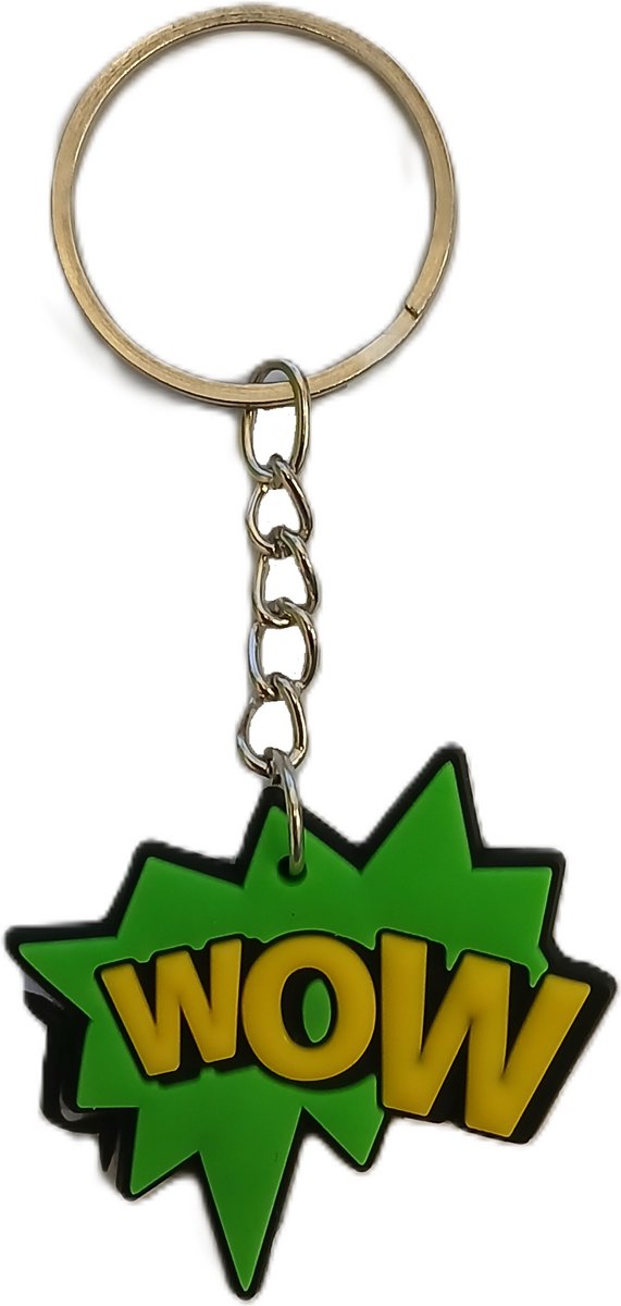 Sleutelhanger WOW Stripballon – Stoere Cartoon Tekst Balloons – Sleubelbos Cadeau - Tekst Ballon