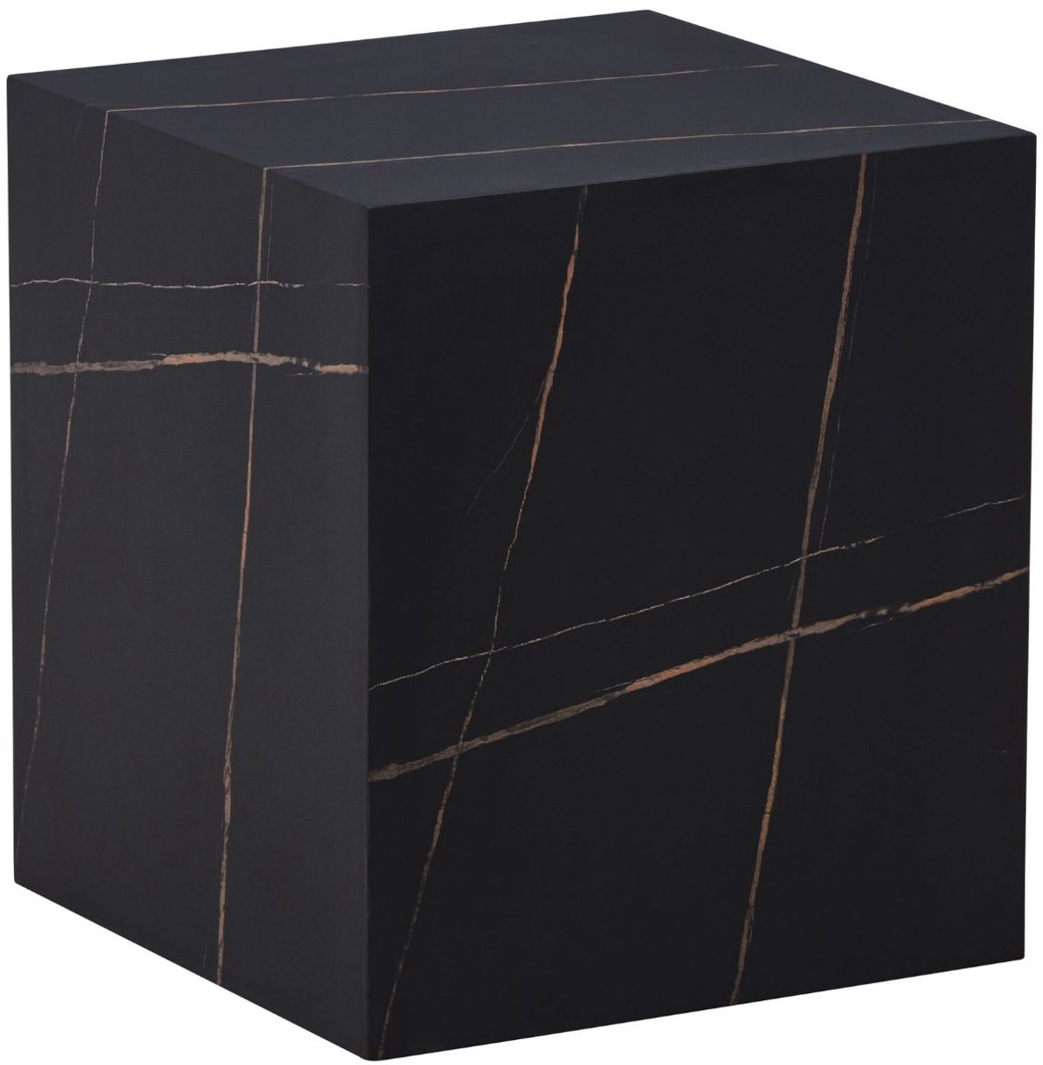 Floraya - Bijzettafel Cuboid - Marmerlook - Zwart - 55x55x40 cm