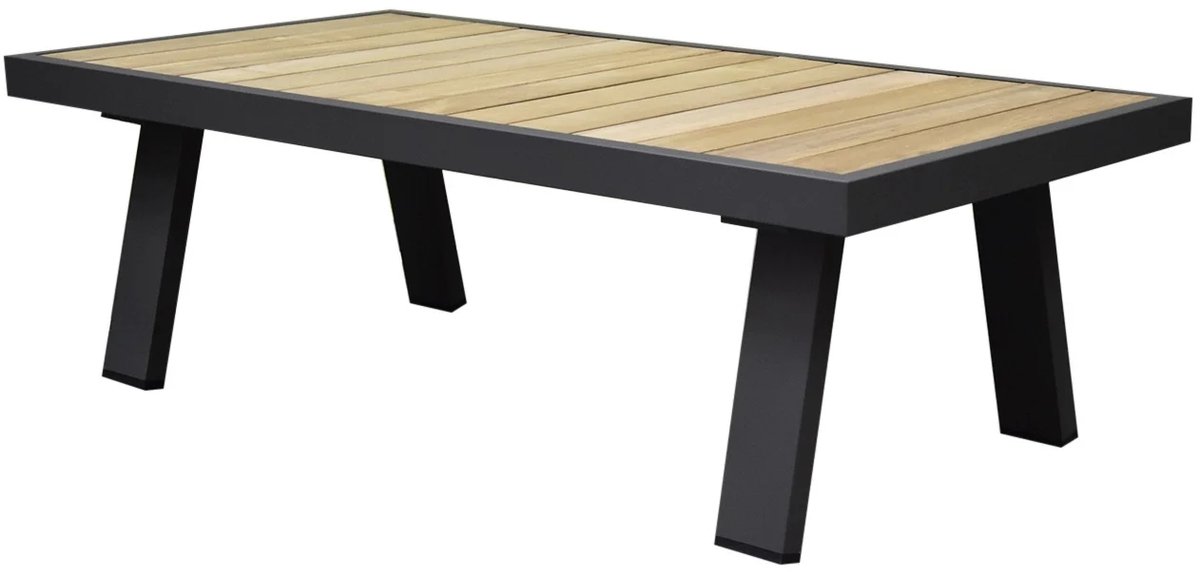 Lola lounge tuintafel 121x60xH39 cm aluminium antraciet - teak