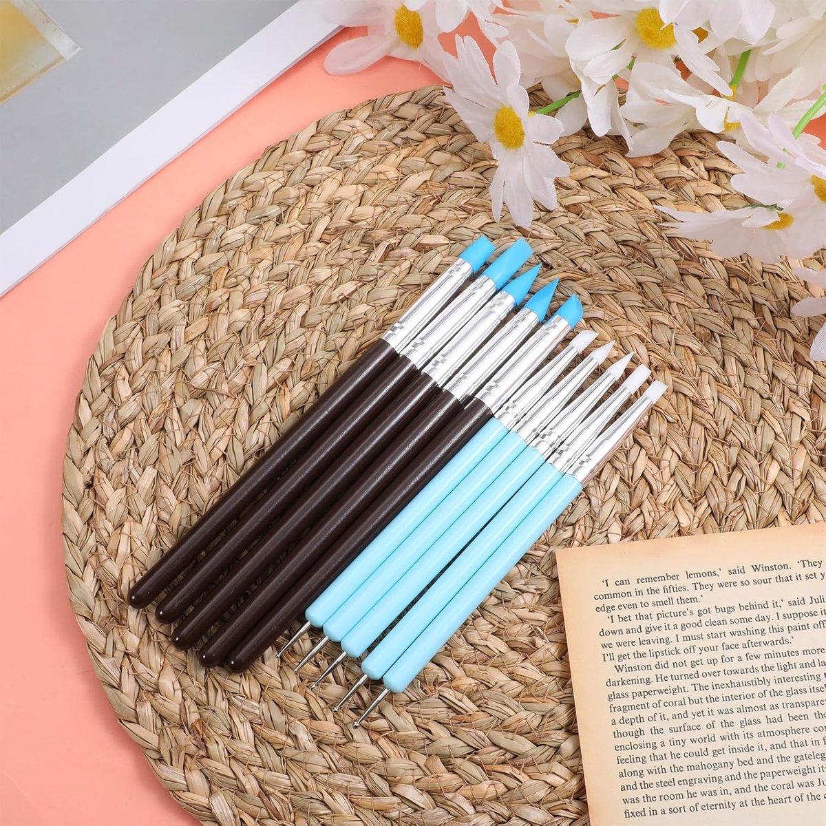 10x Siliconen Rubber Klei Sculpting Tools - Siliconen Rubber Kwast En Modellering Bal Dotting Tool Voor Aardewerk Ambacht