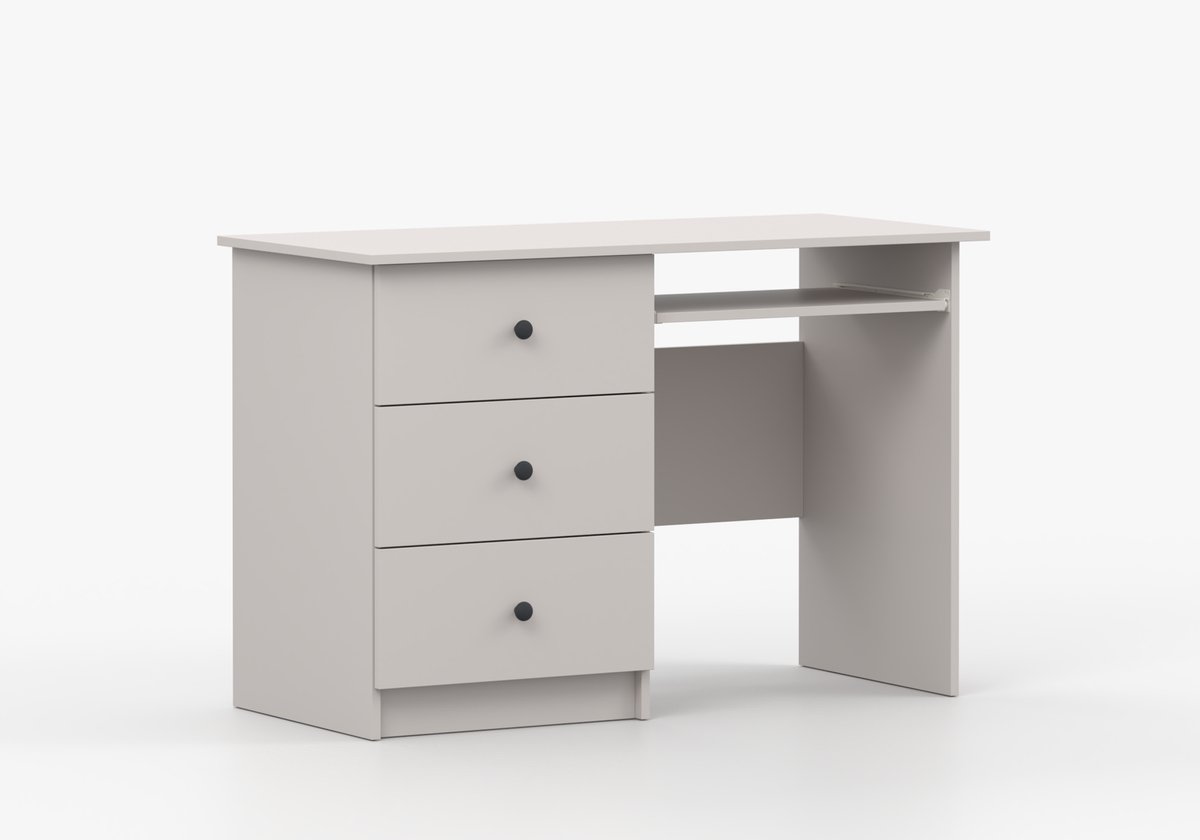 Modern kinderkamer- en tienerkamer bureau met 3 lades, robuust & onderhoudsvriendelijk – kinderschrijftafel, tienerschrijftafel, bureau voor kantoor, computertafel - Bureau Fizzy II - Kasjmier + antraciet handgrepen