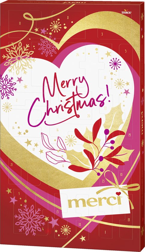 Merci Adventskalender – Chocolade - Verrassing: 2 designs - Adventkalender - Cadeau - 2025 - Kerst - Sint
