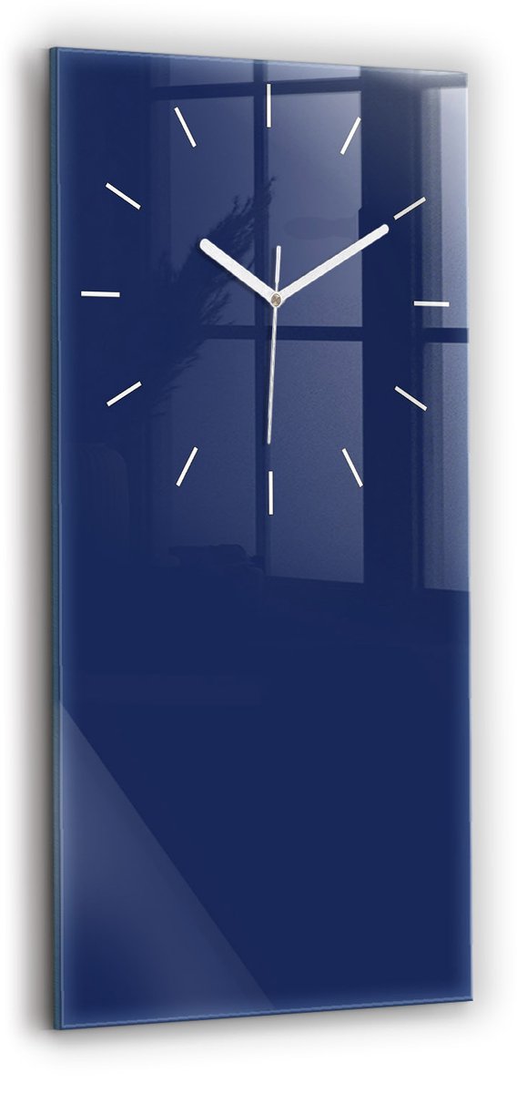 Wallfluent Wandklok - Marine Glazen Klok Rechthoekige - 30 cm x 60 cm - Marine Wandklok - Witte Handen - Wandklok Zonder Cijfers - Wandklok Glas Woonkamer - Rechthoekige Glas Klok - Industrieel Wandklok - Rechthoekige Glazen Wandklok