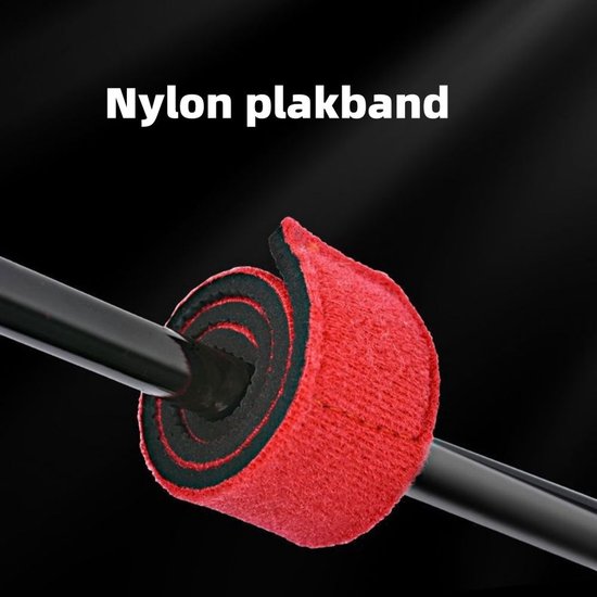 3-delige hengelriemen - Klittenbandriemen met capuchon - Elastische hengelriemen - Geschikt voor antislip hengelbanden, visgerei, kunstaasriemen - Rood, blauw, zwart — afbeelding 5