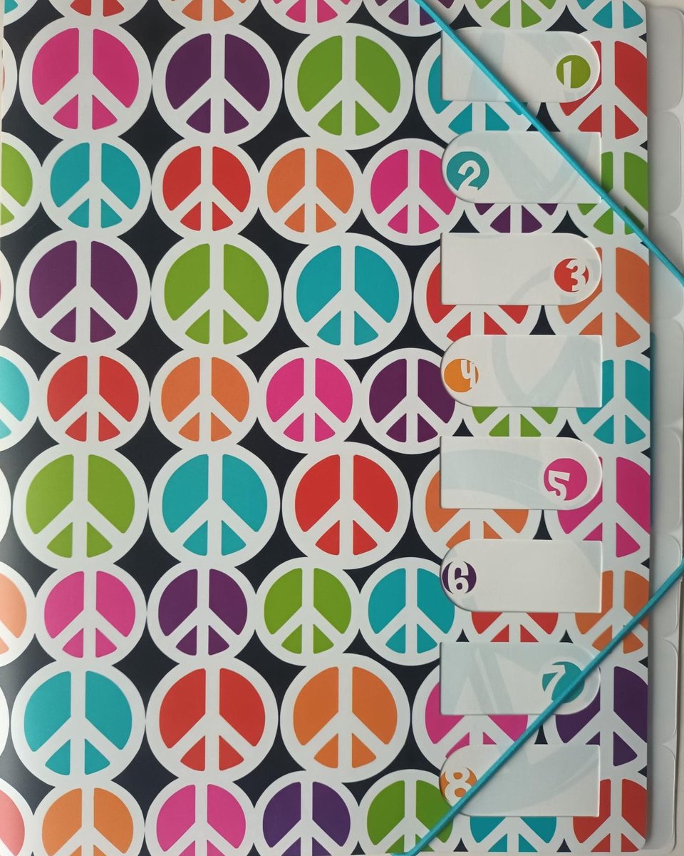 Elastomap - Dossiermap - Viquel - A4 - PP - 8 Tabs Vaks - Peace - Love - 995951 - Elastieken - Multikleur
