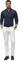 Pull moderne - Chemise ajustée à manches longues - Polo - Blauw - Homme - Taille XL