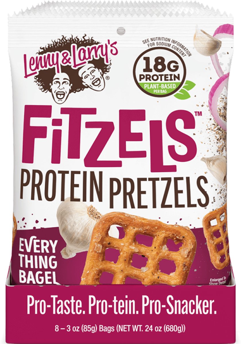 Lenny & Larry's Fitzels Protein Pretzels (8x85g) Everything Bagel - Functionele voeding - Eiwit Snacks