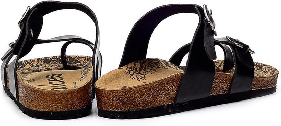 GOBY - Zwart - Slippers - Sandales pour femmes - Haute qualité - Fait main - Taille 40