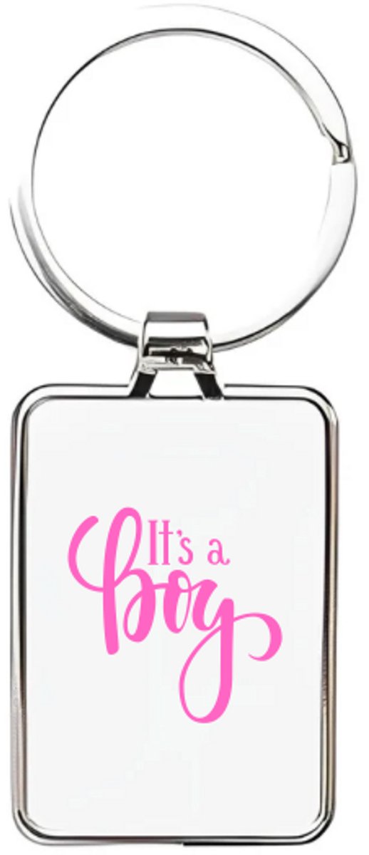 Hacebo® - It's a Boy sleutelhanger rechthoekig - Baby - Kersverse ouders - sleutelhangers - Geboorte kraamcadeau jongen - babyshower - rechthoekige sleutelhanger - 3 x 7.8 CM